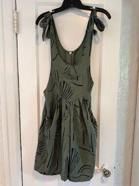 Women's Summer Beach Romper w/Pockets - Olive/Black - size Medium